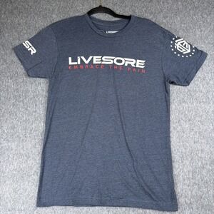 Livesore Shirt Mens S Embrace The Pain Navy Blue Gym Workout